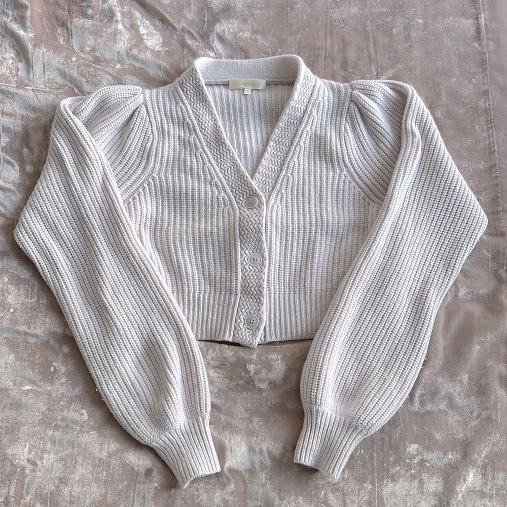 LoveShackFancy Avignon Crop Cardigan - Pink Lemonade Medium